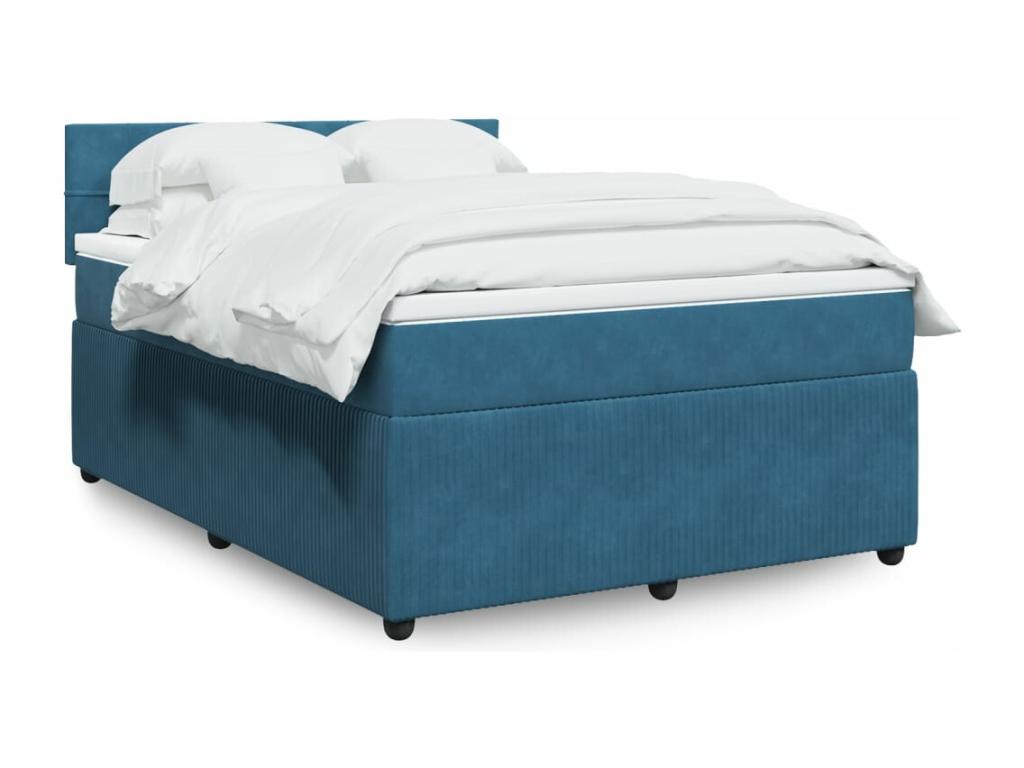 Bed base and blue 140x200 cm velvet mattress NVWD79592