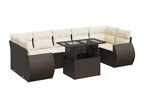 8-piece garden furniture set with brown resin wicker cushions OOPT56997