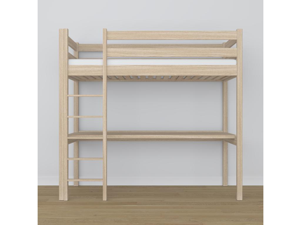 Oak loft bed with desk N05 Whitewashed Oak 80x190 LADT67256