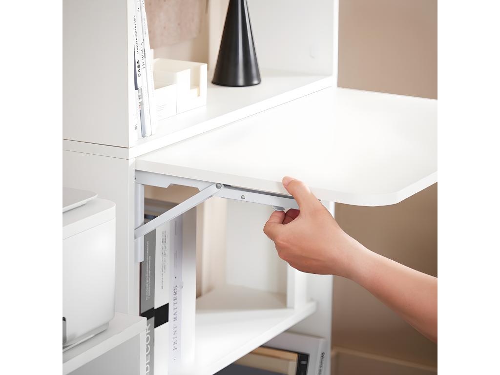 Zensova Folding Computer Desk, Drop-Leaf Computer Table with Storage Shelves, 64x58x145 cm, FWT92-HW XXJE10562