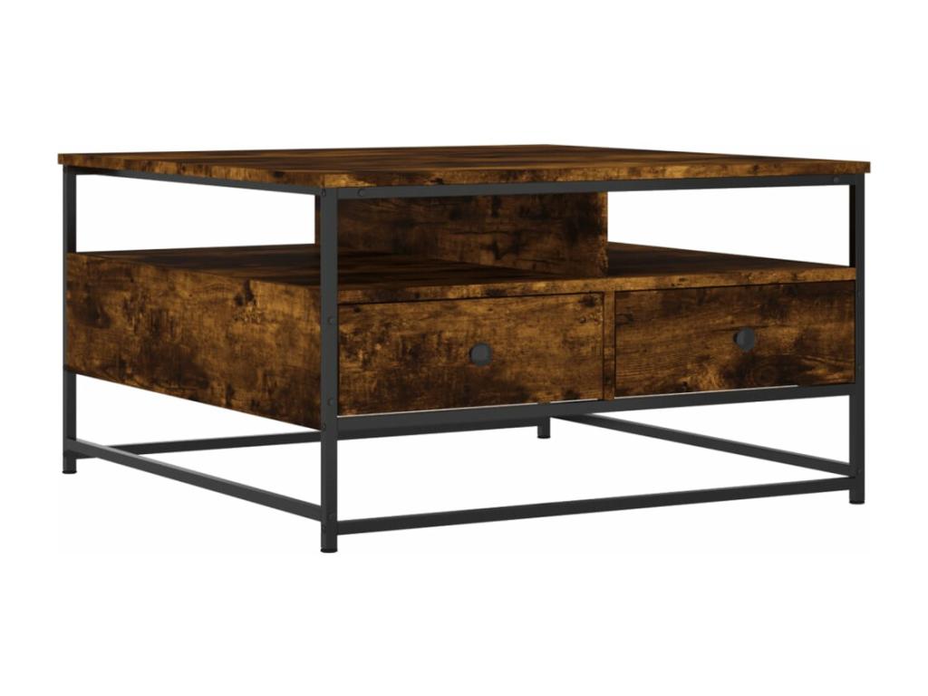 Smoked oak coffee table 80x80x45 cm engineered wood VPBR15677