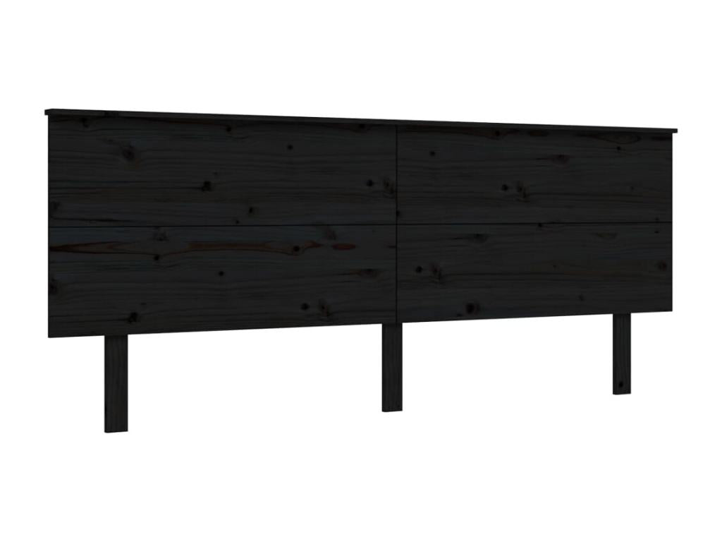 Bed frame with black headboard 200x200 solid wood IUGF47284