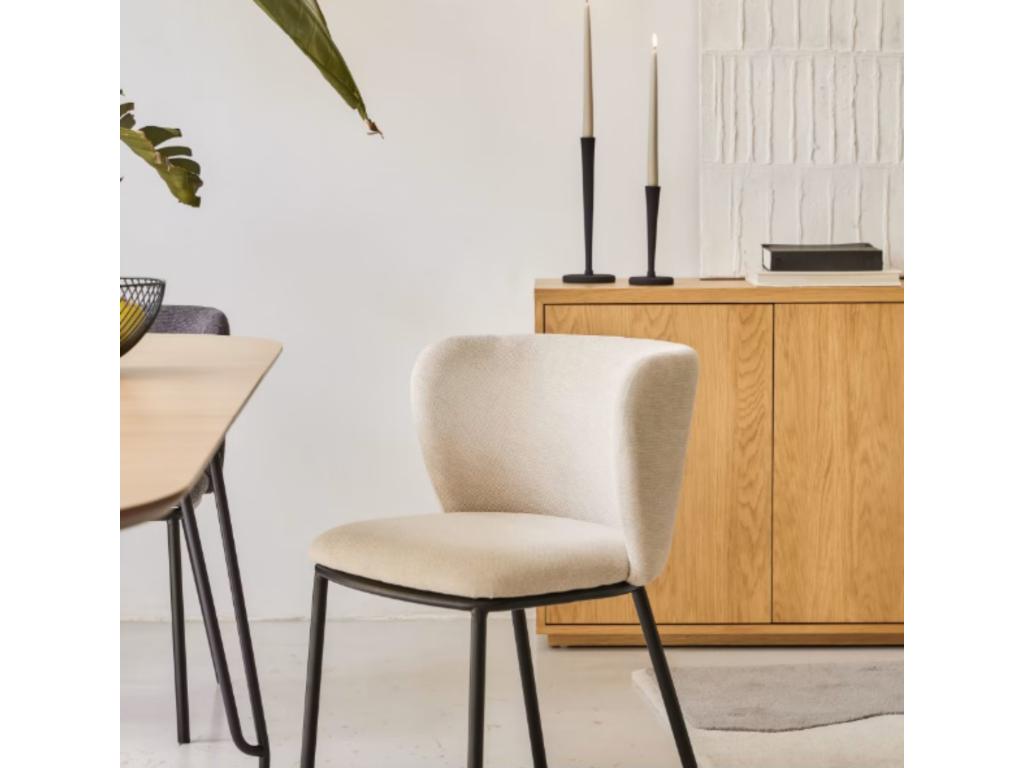 Set of 2 Zensova chairs in beige with Zensova steel legs - W- 51.50 x D- 55 x H- 74.50 cm VEAB23815