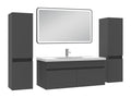 Anthracite single vanity unit 100cm with dimmable 3-colour mirror column VIRH40524