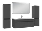 Anthracite single vanity unit 100cm with dimmable 3-colour mirror column VIRH40524