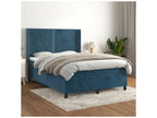 Bed base and mattress, Dark Blue 140x200 Velvet HMKR95294