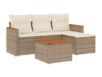 5-piece garden furniture set with cushions, beige woven resin GIHA72076