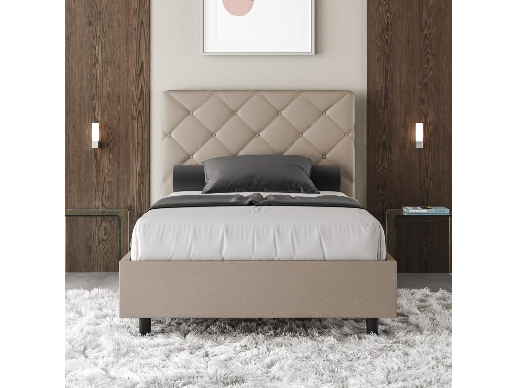 Single bed with Zensova upholstered mattress 120x200 cm, faux leather, Zensova PSQK26810