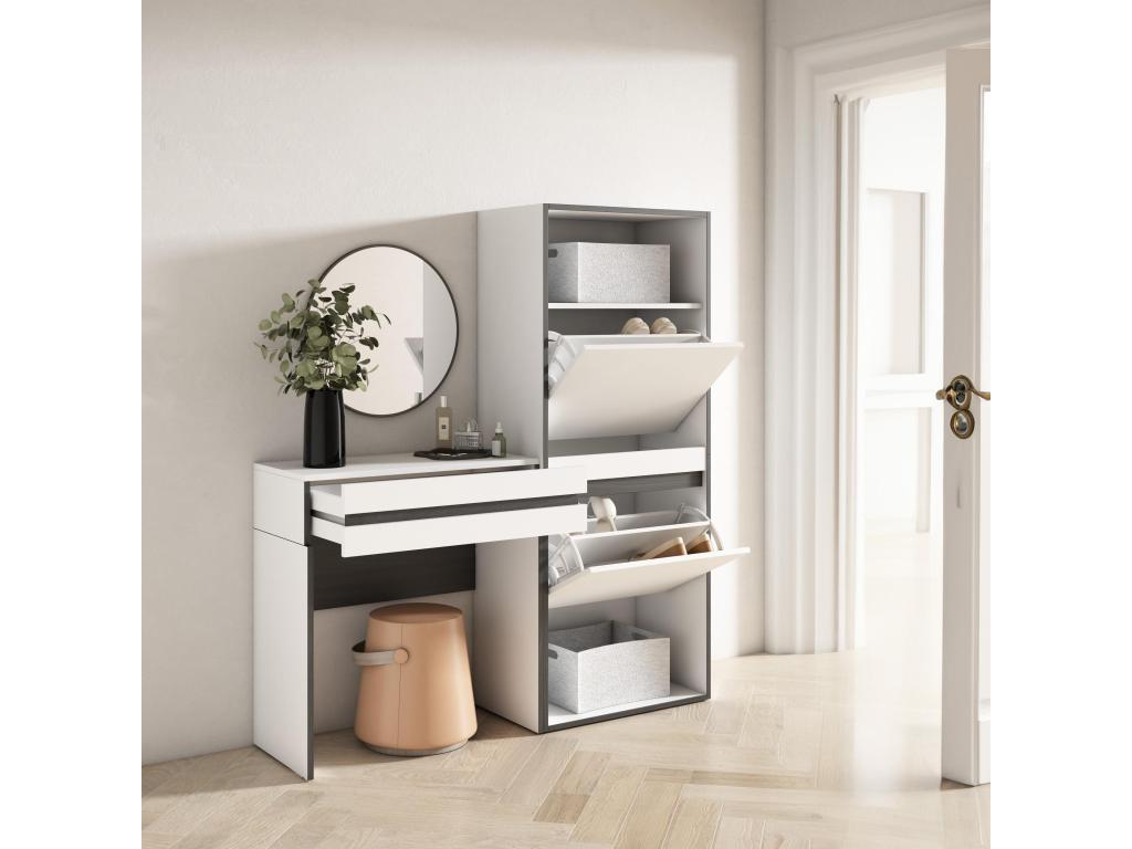 Entryway Console Table 130x35x145 cm With Drawer Shoe Cabinet White LJQM78597