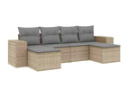 Garden furniture set with cushions, 6 pieces, beige woven resin, SERL92553