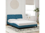 Bed frame with LED lighting, mattress not included, blue, 140x190 cm, velvet, GROF73814