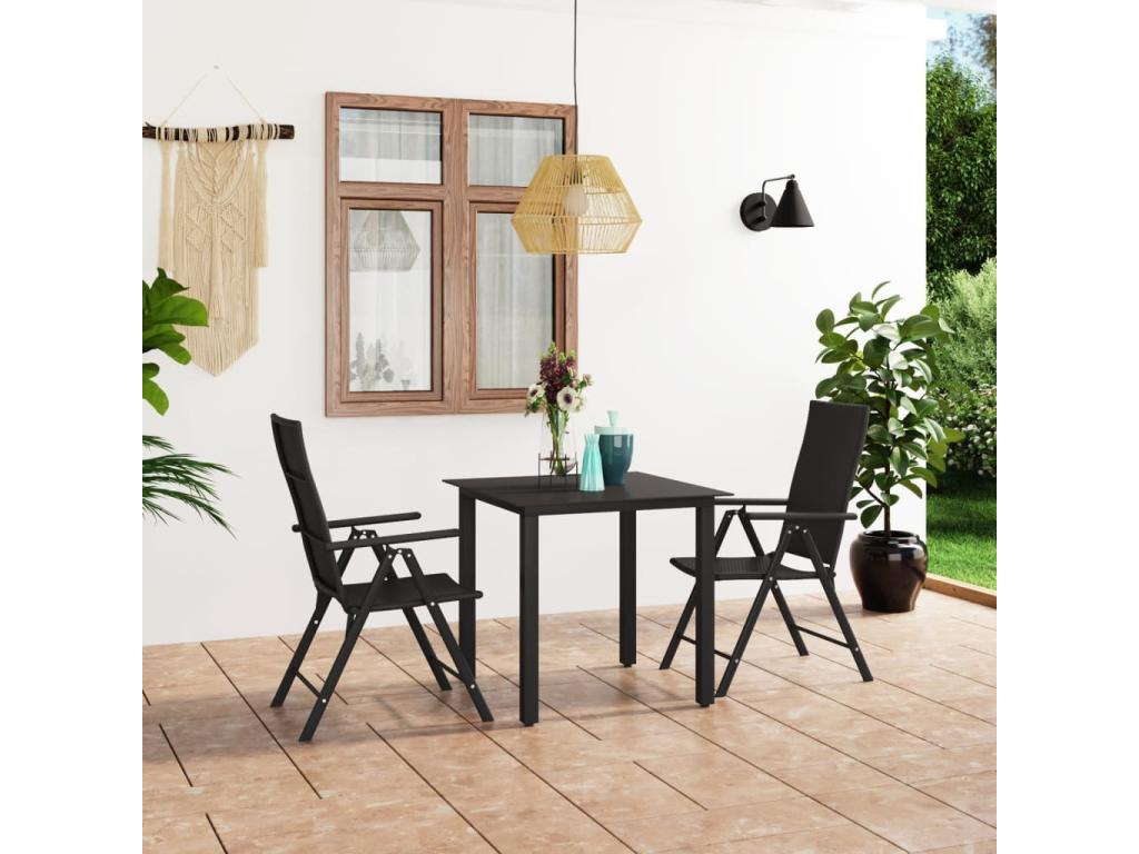 3-Piece Black Garden Dining Set NASD52435