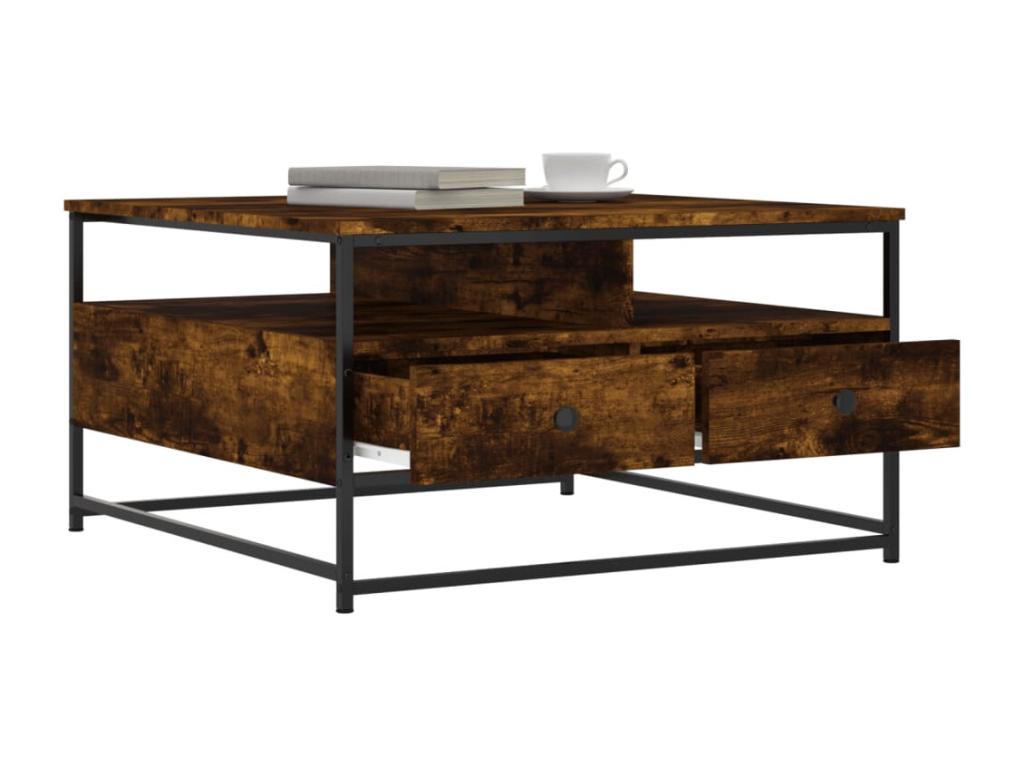 Smoked oak coffee table 80x80x45 cm engineered wood VPBR15677