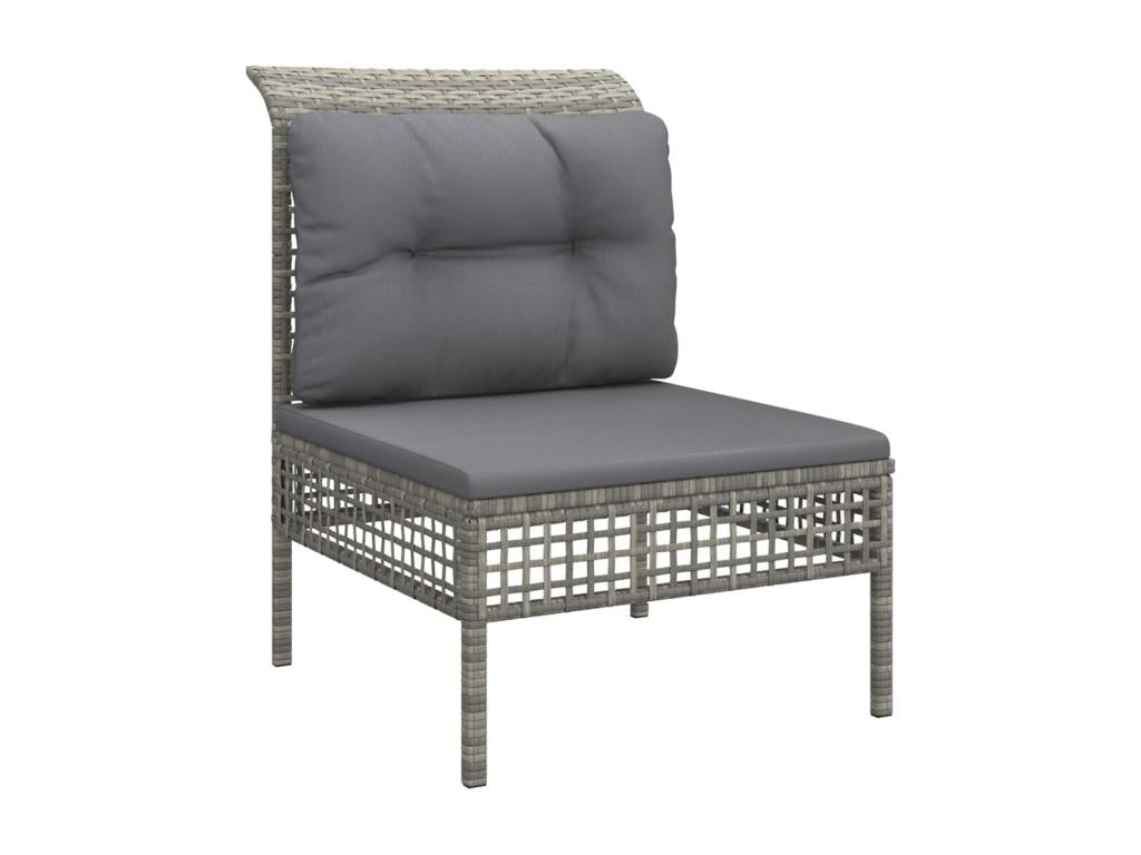 11-piece garden furniture set with cushions, grey woven resin VOYC46779
