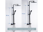 Thermostatic Shower Column, Black, Adjustable Height, Shower Column with Mixer Tap, Shower Mixer for Bathroom WPPL42367