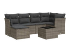 Garden furniture set with cushions, 7 pieces, grey woven resin SMKF73693