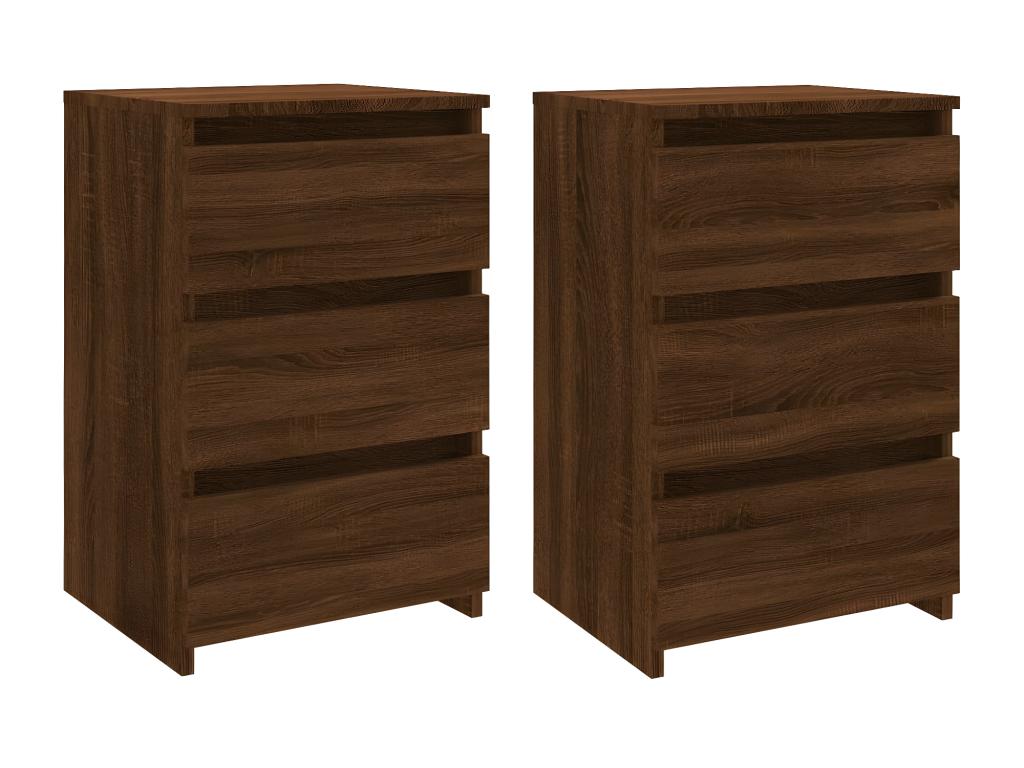 2-piece bedside tables, brown oak, 40x35x62.5cm, engineered wood, APHW05740