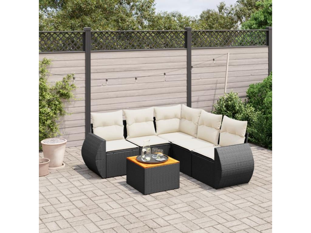 6-piece garden furniture set with cushions, Zensova woven resin AALE62823