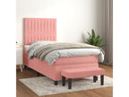 Zensova bed with mattress, pink, 100x200 cm, velvet, MNHA51836