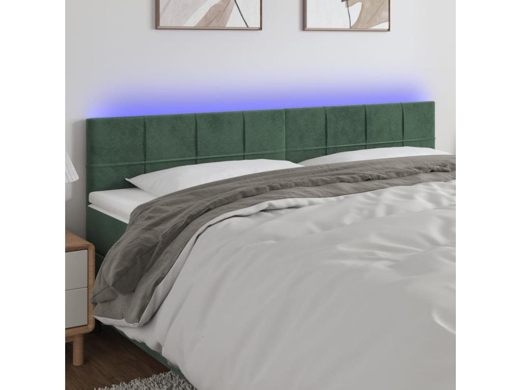 LED headboard Dark green 200x5x78/88 cm Velvet HDCW23315
