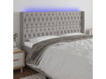 Light Grey LED Headboard 203x16x118/128 cm Fabric PSJE41599