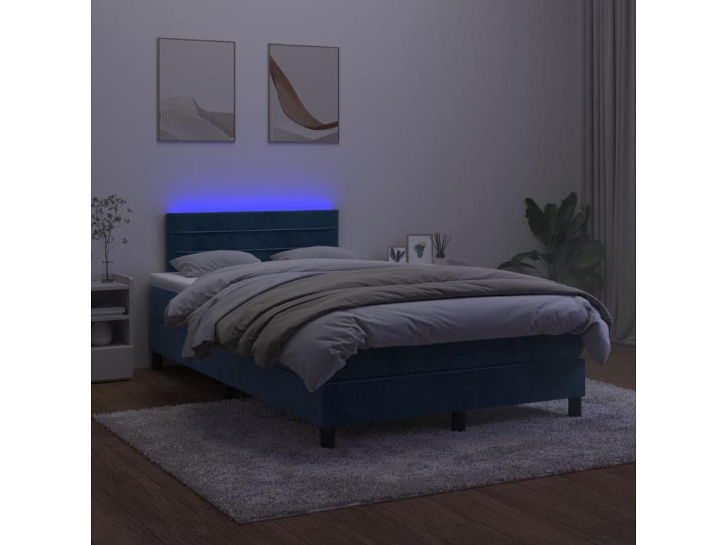 Bed base with dark blue LED mattress 120x190 cm KVPO39787