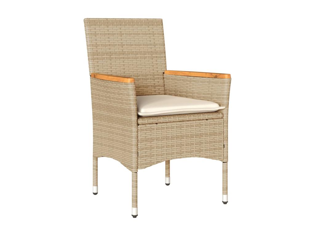 3-piece beige rattan and glass garden dining set and cushions YUXH54639