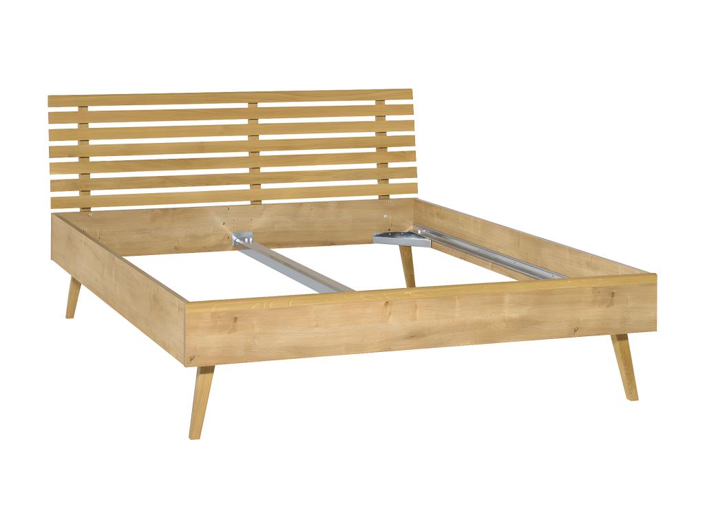 180x200cm Bed with Openwork Headboard, Natural Wood Finish PVHK09885