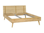 180x200cm Bed with Openwork Headboard, Natural Wood Finish PVHK09885