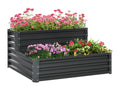 Square planter, 2-tier vegetable garden, dimensions 120L x 101W x 58H cm, steel sheet, Zensovae dark grey RHPD60286