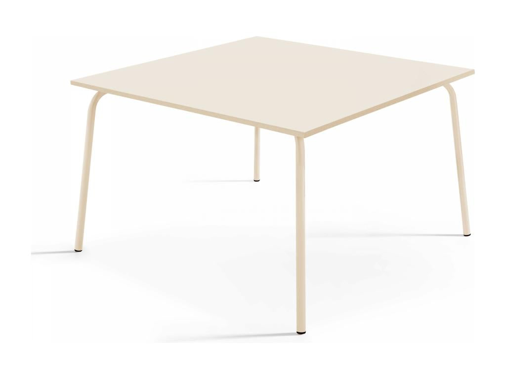 Square garden table in ivory steel, 120 cm - Zensova QXLS60718