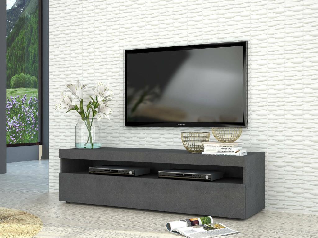 Zensova TV Stand, Low Sideboard, TV Stand Base, Made in Italy, 130x45x36 cm, Slate, KIFT96060