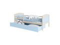 Zensova Children's Bed 90x190 Pine - Blue. Delivered with slatted bed base, drawer, and 7cm foam mattress. EXMB11738