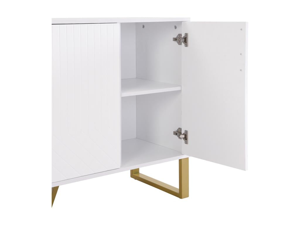 Modern sideboard - 4 textured engraved doors with gold handles - White MZYO11804