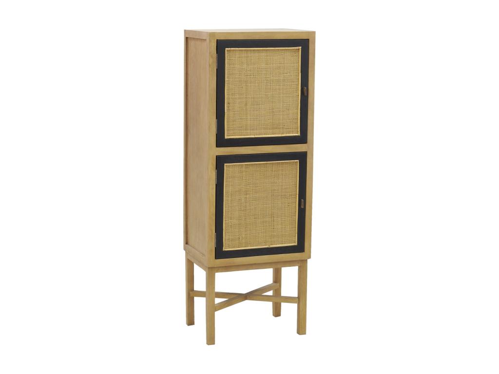 High chest of drawers in mango wood and caning FNTE80271