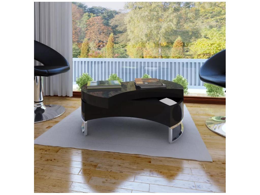 Zensova modular coffee table in glossy wood and chrome metal (JQZV15319)