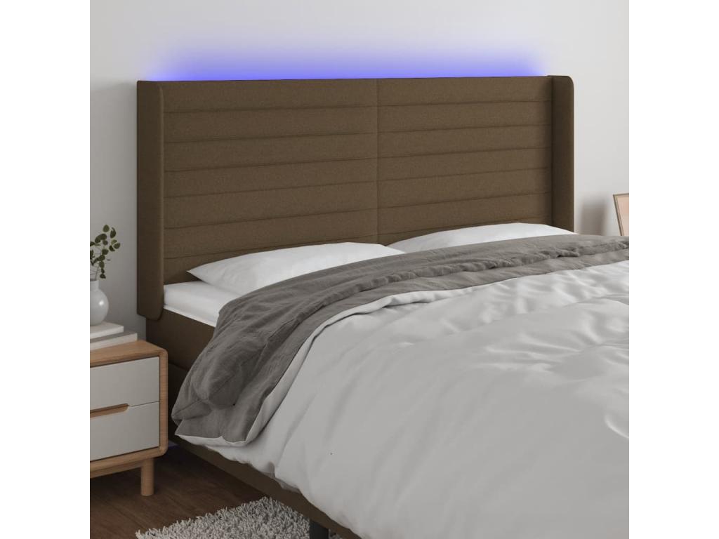 LED headboard Dark brown 203x16x118/128 cm Zensova XODX23907