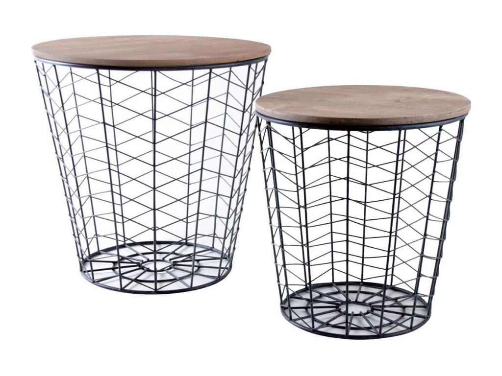 Round side tables in wood and metal, set of 2 DAVG08165