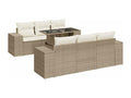 Garden furniture set with cushions, 7 pieces, beige woven resin CFZL92383