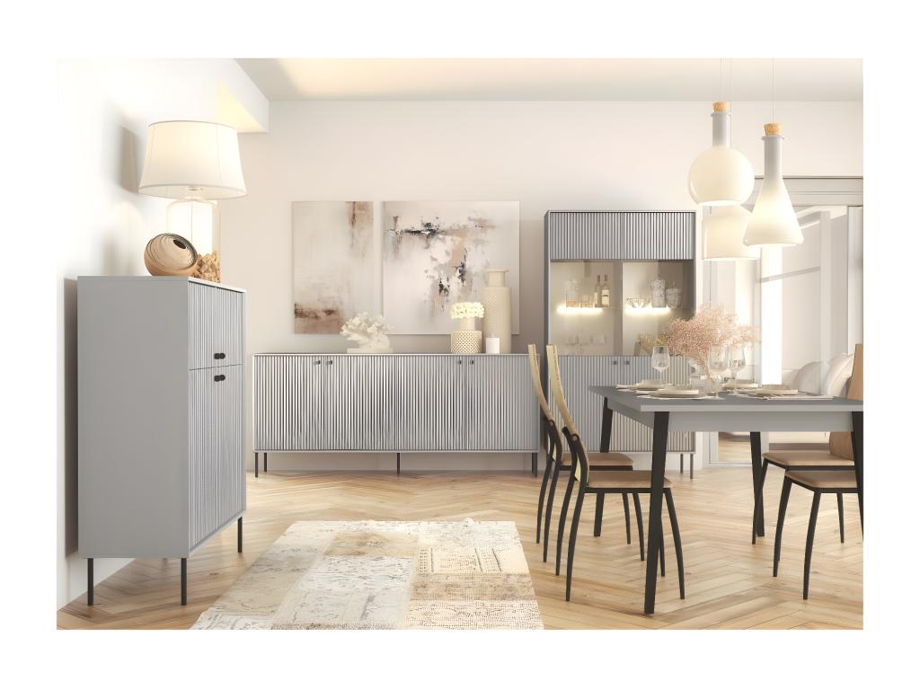 2-Door Display Cabinet - Zensova Collection, Grey FVOF97168