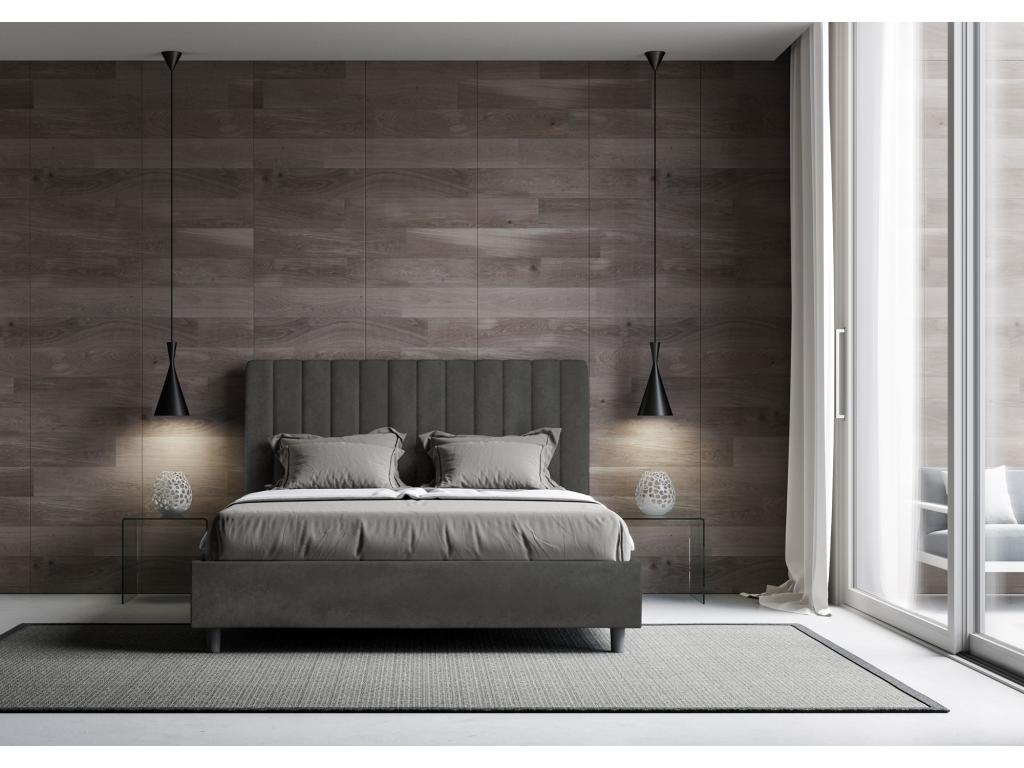 Upholstered double bed with storage, 140x190 cm, grey microfiber, Zensova COOD21762