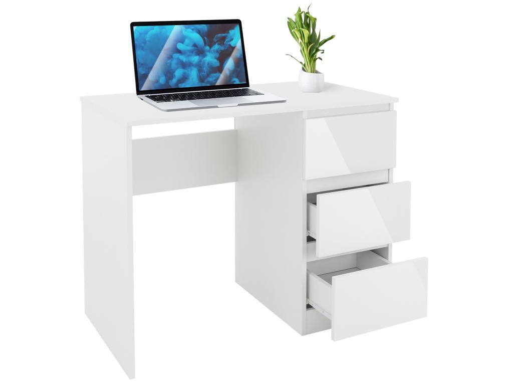 Elariva NEWF25199 White Computer Desk with 3 Drawers Work Table