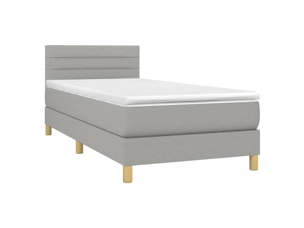 Bed base with mattress, light grey, 100x200 cm, fabric, YQMT76698