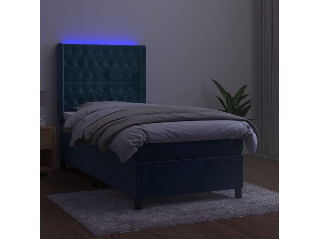 Zensova bed mattress with LED light, dark blue, 80x200cm, velvet, GQWQ39114