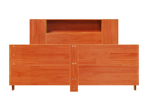 Bed frame without mattress brown wax 140x190cm solid pine wood KBXP82800