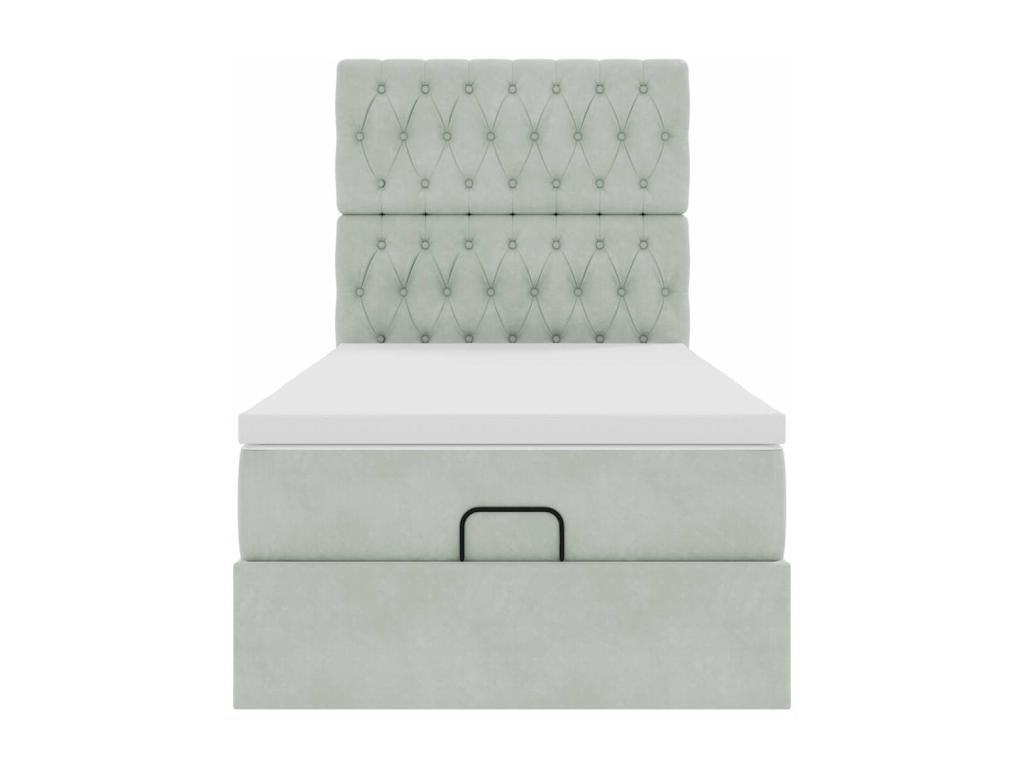 Zensova bed frame and light grey 90x200 cm velvet mattress CTXQ64949