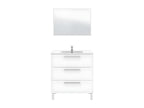 Vanity unit with 3 drawers, 80 cm wide, with sink and mirror, white - Zensova MLWU19296