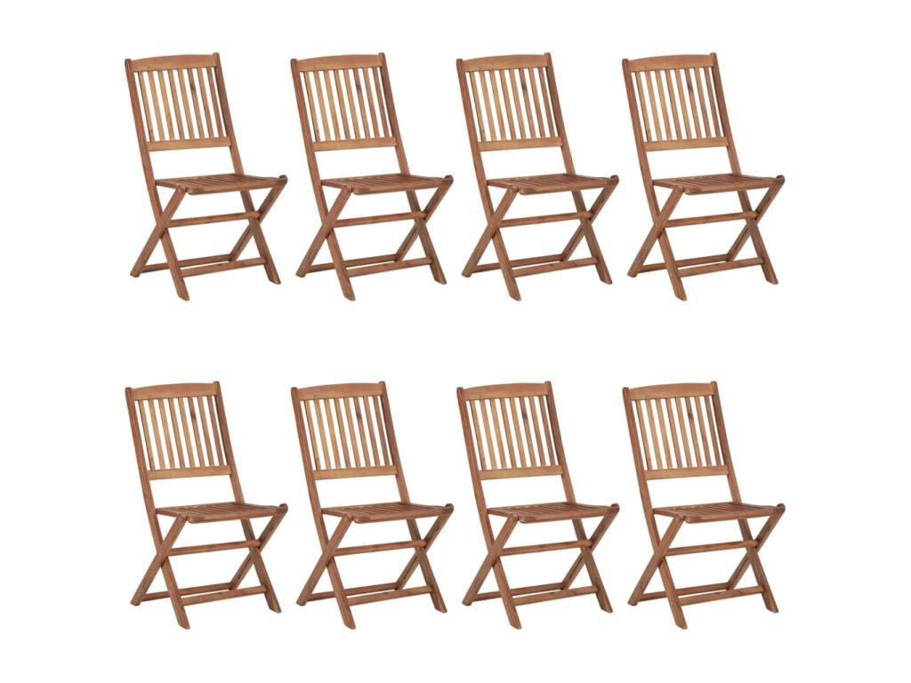8-Piece Folding Garden Chairs with Cushions, Elariva Wood GXPM94077