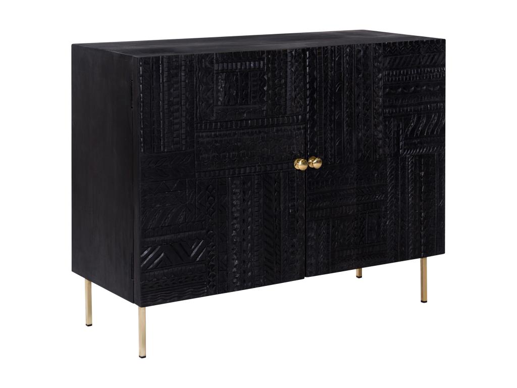 Two-door chest of drawers in engraved wood and gilt metal - Zensova HLFR30924