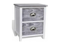 Lysvia 2-Drawer Bedside Table in White and Grey Paulownia Wood - Set of 2 GMQD02039